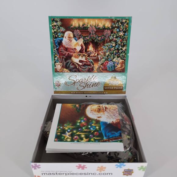 Master Pieces 500 Piece "Christmas Dreams" Glitter Jigsaw Puzzle & Poster - GUC - Picture 3 of 12